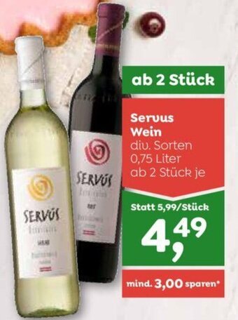 ADEG Servus Wein diu. Sorten 0,75 Liter Angebot