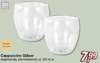 Cappuccino Gläser doppelwandig, wärmeisolierend, ca. 250 ml, je