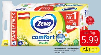 Eurospar Zewa Comfort Toilettenpapier verschiedene Sorten, 3-lagig, 16er Packung Angebot