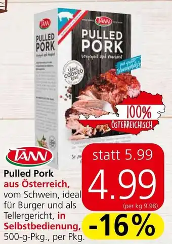 Eurospar Pulled Pork aus Österreich, vom Schwein, ideal für Burger und als Tellergericht, in Angebot