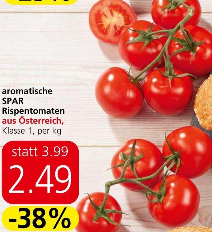 Eurospar aromatische SPAR Rispentomaten aus Österreich, Klasse 1, per kg Angebot