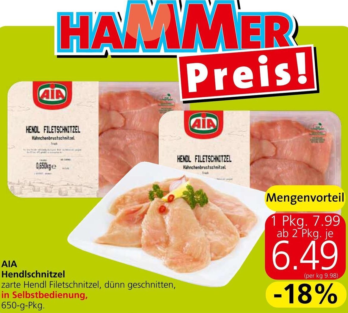 Eurospar AIA Hahnchenbrustschnitzel  650 kg Angebot