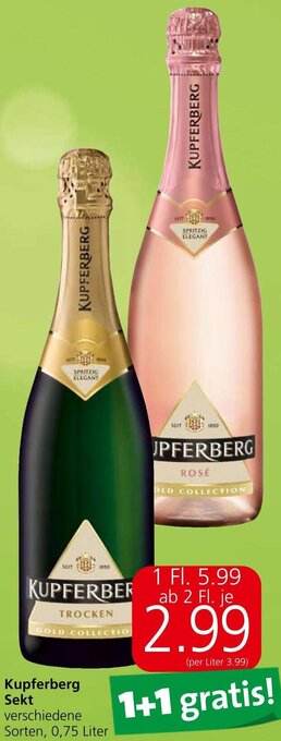 Eurospar Kupferberg Sekt verschiedene Sorten, 0,75 Liter Angebot
