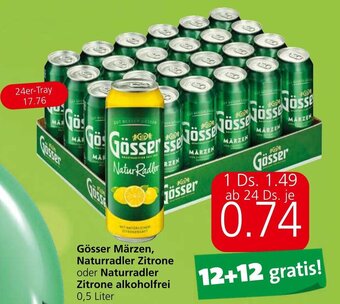 Eurospar Gösser Märzen, Naturradler Zitrone oder Naturradler Zitrone alkoholfrei 0,5 Liter Angebot