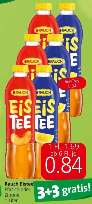 Eurospar Rauch Eistee Pfirsich oder Zitrone, 1 Liter Angebot