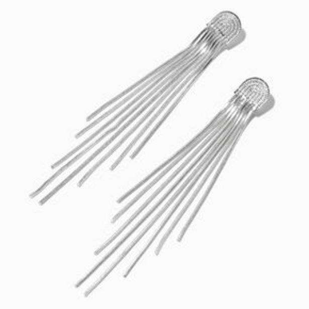 Claire's Silver slinky tassel 4 u shape drop earrings Angebot