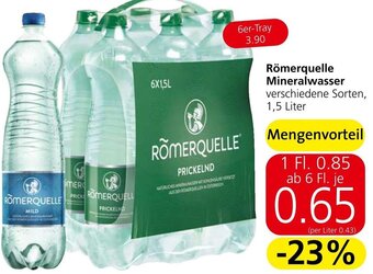Eurospar Römerquelle Mineralwasser verschiedene Sorten, 1,5 Liter Angebot
