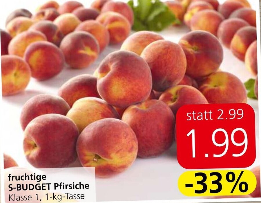 Eurospar fruchtige S-BUDGET Pfirsiche Klasse 1, 1-kg-Tasse Angebot