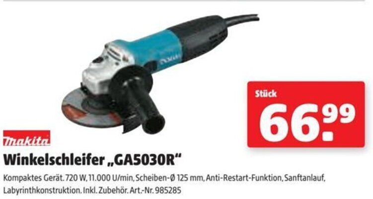 Der Grissemann Makita Winkelschleifer ,,GA5030R" Angebot