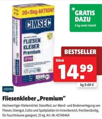 Der Grissemann Fliesenkleber ,,Premium" Angebot