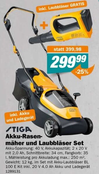 Let's Do It Baumarkt STIGA Akku-Rasen- mäher und Laubbläser Set Angebot