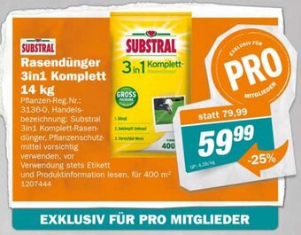 Let's Do It Baumarkt SUBSTRAL Rasendünger 3in1 Komplett 14 kg Angebot