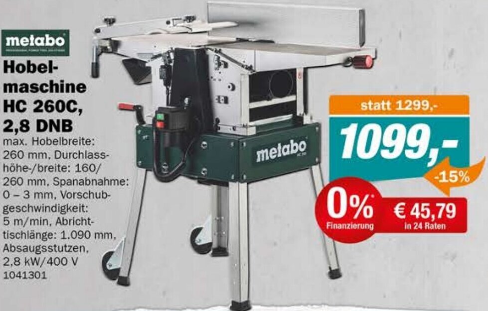 Let's Do It Baumarkt metabo Hobel- maschine HC 260C, 2,8 DNB Angebot