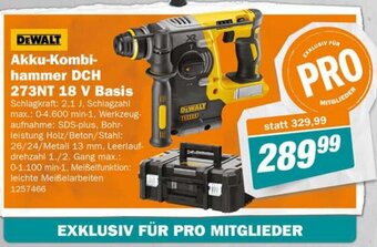 Let's Do It Baumarkt DEWALT Akku-Kombi- hammer DCH 273NT 18 V Basis Angebot