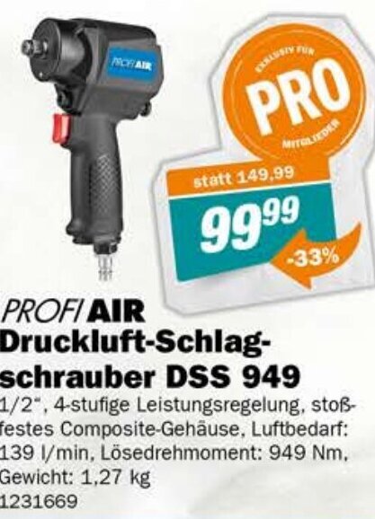 Let's Do It Baumarkt PROFI AIR Druckluft-Schlag-schrauber DSS 949 Angebot