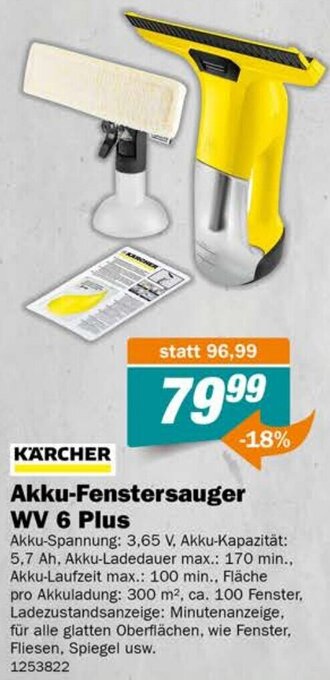 Let's Do It Baumarkt KÄRCHER Akku-Fenstersauger WV 6 Plus Angebot