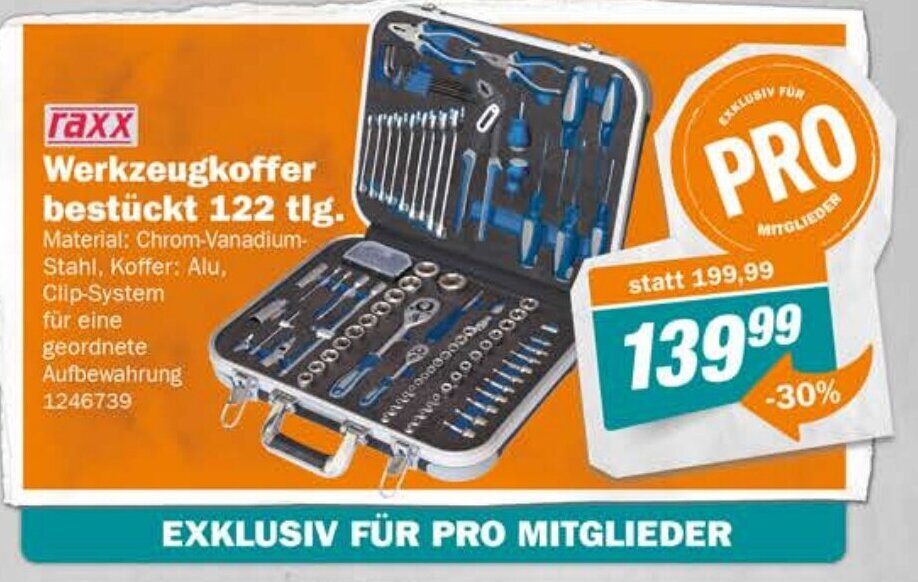 Let's Do It Baumarkt raxx Werkzeugkoffer bestückt 122 tlg. Angebot