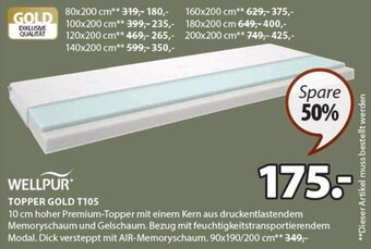 JYSK WELLPUR TOPPER GOLD T105 90x190/200 cm Angebot