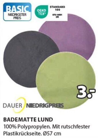 JYSK BADEMATTE LUND 100% Polypropylen. Mit rutschfester Plastikrückseite. Ø57 cm Angebot