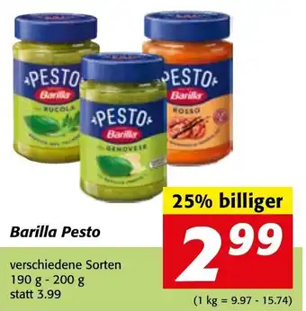 Strasser Markt Barilla Pesto verschiedene Sorten 190 g - 200 g Angebot