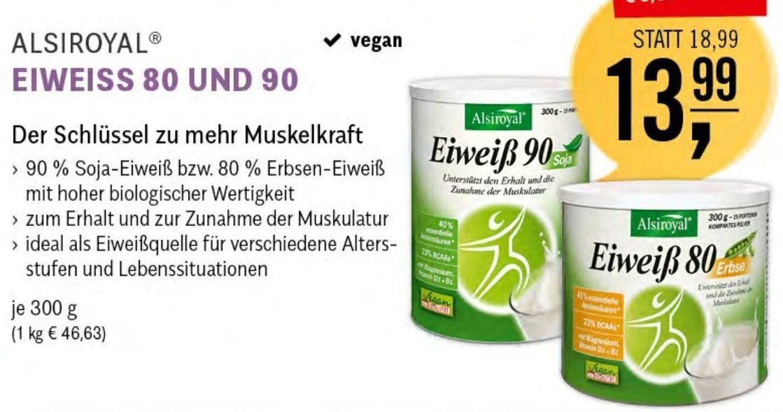 Martin Reformstark ALSIROYALⓇ EIWEISS 80 UND 90 Der Schlüssel zu mehr Muskelkraft 300 g Angebot