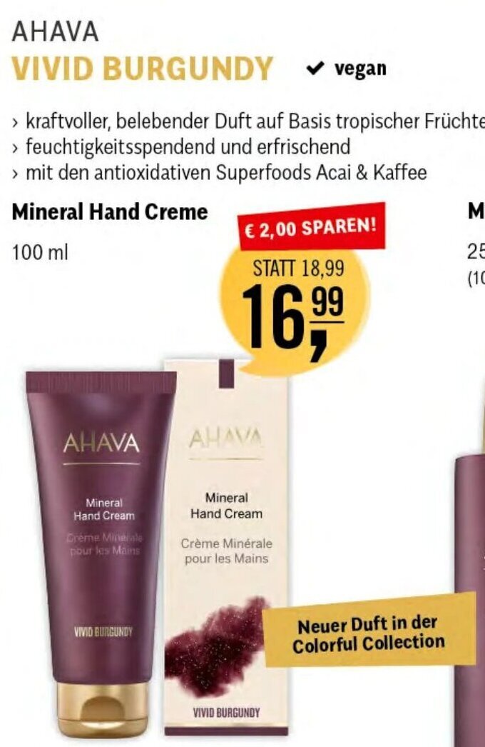 Martin Reformstark AHAVA VIVID BURGUNDY Mineral Hand Cream 100 ml Angebot