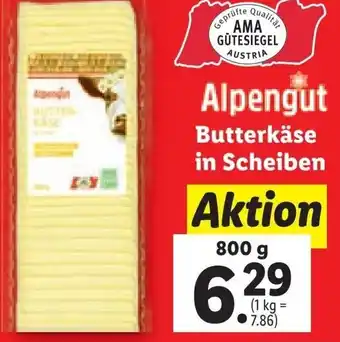 Lidl Alpengut Butterkäse in Scheiben 800 g Angebot