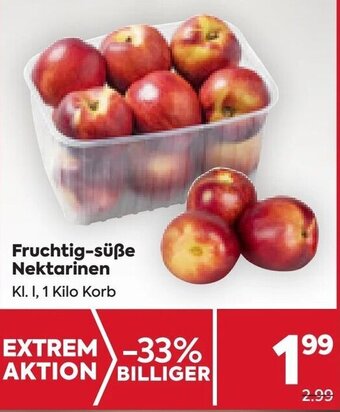 Billa Fruchtig-süße Nektarinen Kl. I, 1 Kilo Korb Angebot