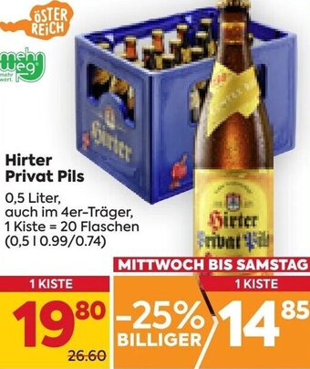 Billa Hirter Privat Pils 0,5 Liter, Angebot