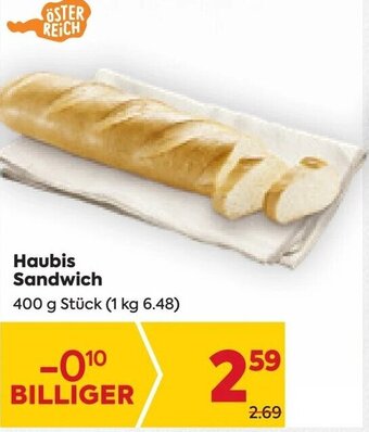 Billa Haubis Sandwich 400 g Stück Angebot