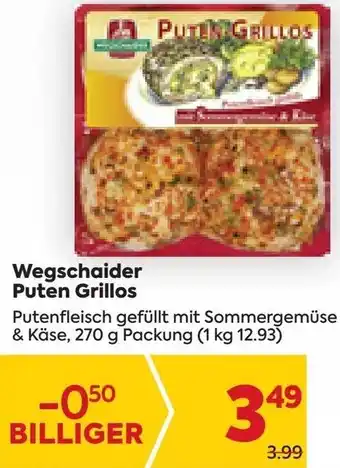 Billa Wegschaider Puten Grillos Putenfleisch gefüllt mit Sommergemüse & Käse, 270 g Packung Angebot