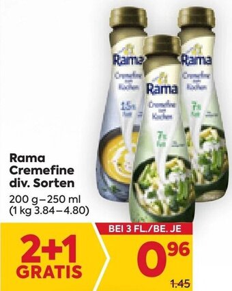 Billa Rama Cremefine div. Sorten 200 g- 250 ml Angebot