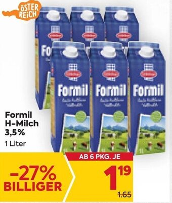 Billa Formil H-Milch 3,5% 1 Liter Angebot
