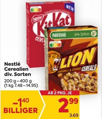 Billa Nestlé Cerealien div. Sorten 200 g-400 g Angebot