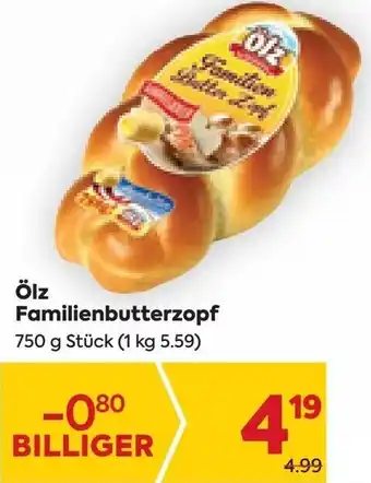 Billa Ölz Familienbutterzopf 750 g Stück Angebot