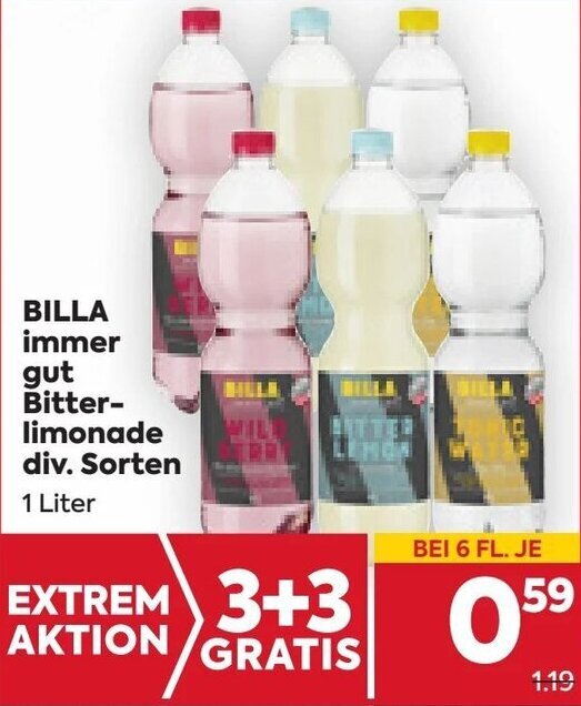 Billa BILLA immer gut Bitter-limonade div. Sorten 1 Liter Angebot