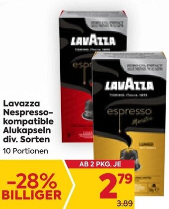 Billa Lavazza Nespresso- kompatible Alukapseln div. Sorten 10 Portionen Angebot