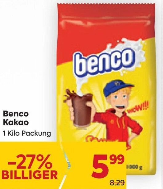 Billa Benco Kakao 1 Kilo Packung Angebot