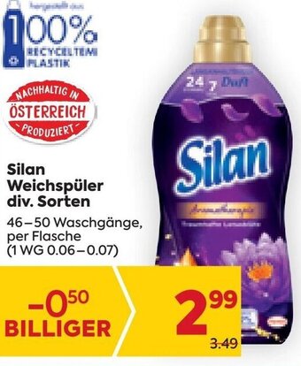 Billa Silan Weichspüler div. Sorten 46-50 Waschgänge, per Flasche Angebot