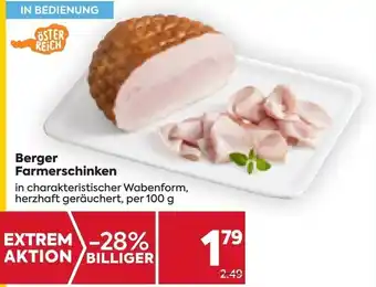 Billa Berger Farmerschinkenin charakteristischer Wabenform, herzhaft geräuchert, per 100 g per 100 g Angebot