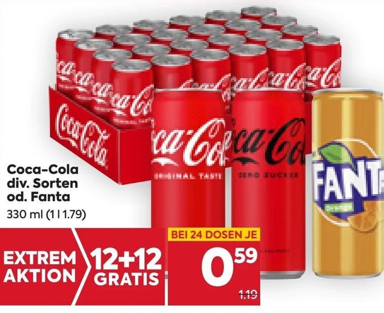 Billa Coca-Cola div. Sorten od. Fanta 330 ml Angebot