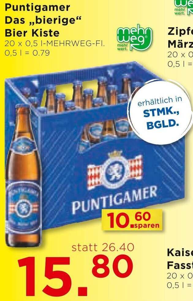 Unimarkt Puntigamer Das ,,bierige" Bier Kiste 20 x 0,5 I-MEHRWEG-FI Angebot