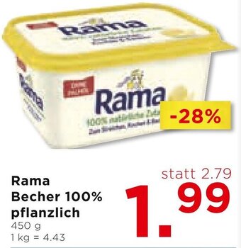 Unimarkt Rama Becher 100% pflanzlich 450 g Angebot