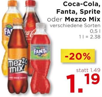 Unimarkt Coca-Cola, Fanta, Sprite oder Mezzo Mix verschiedene Sorten 0,5 L Angebot