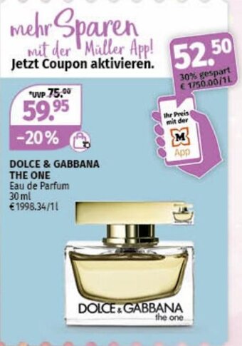Müller DOLCE & GABBANA THE ONE Eau de Parfum 30 ml Angebot