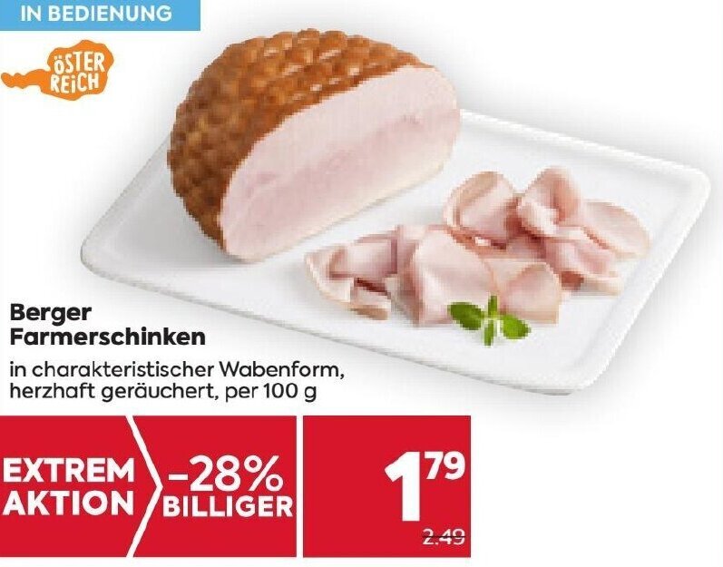 Billa Berger Farmerschinken  per 100 g Angebot