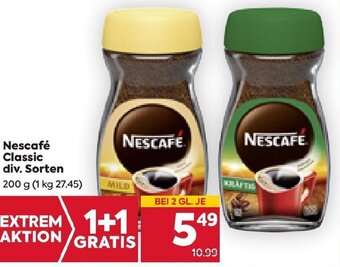 Billa Nescafé Classic div. Sorten 200 g Angebot