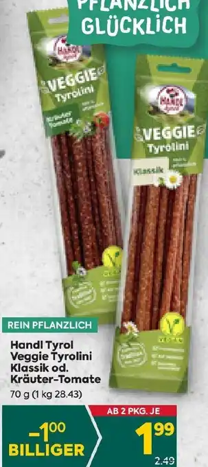 Billa Handl Tyrol Veggie Tyrolini Klassik od. Kräuter-Tomate 70 g Angebot