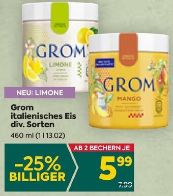 Billa Grom italienisches Eis div. Sorten 460 ml Angebot