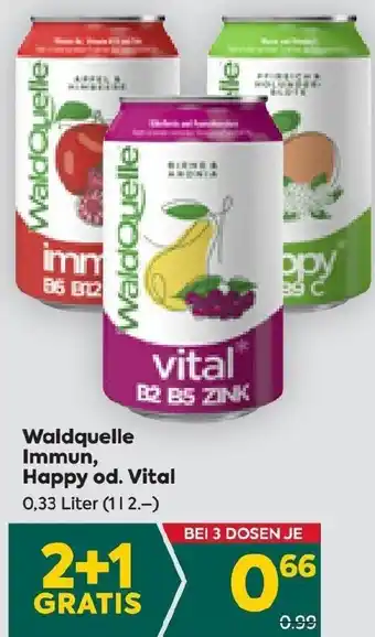 Billa Waldquelle Immun, Happy od. Vital 0,33 Liter Angebot
